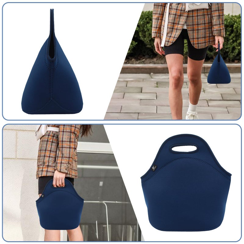 LOVAC Neoprene Lunch Bag, Thick Insulated Lunch Bag - Durable & Waterproof Lunch Tote With Zipper For Outdoor Travel Work (Blue) - Image 5
